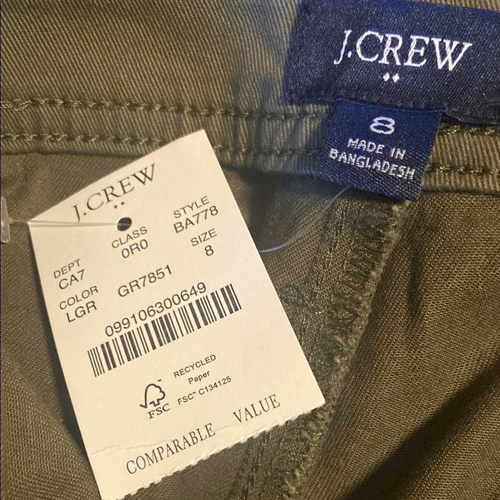 J. Crew Olive Green Cargo Pants Size 8 - Picture 6 of 11